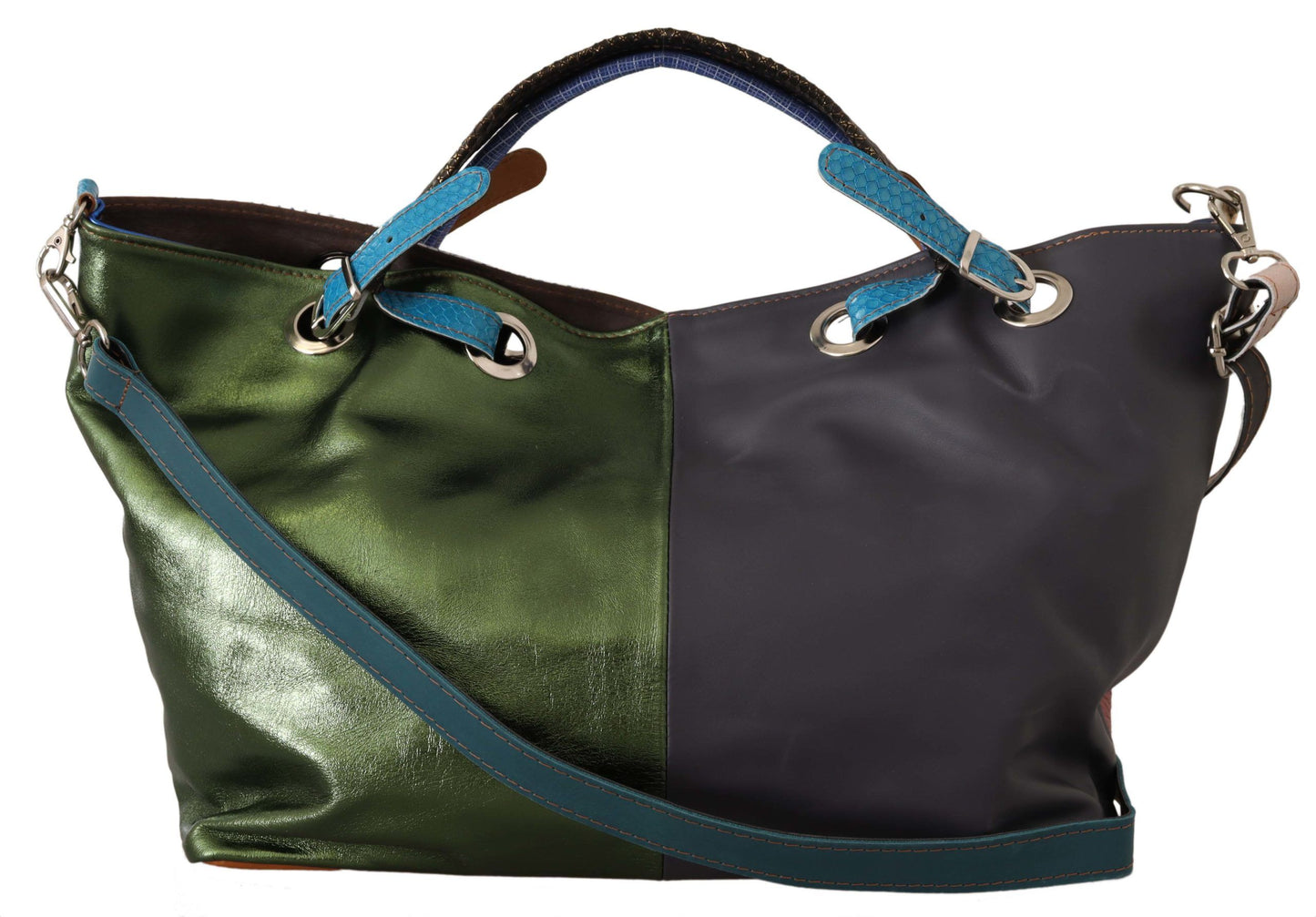 Multicolor Leather Shoulder Tote Bag