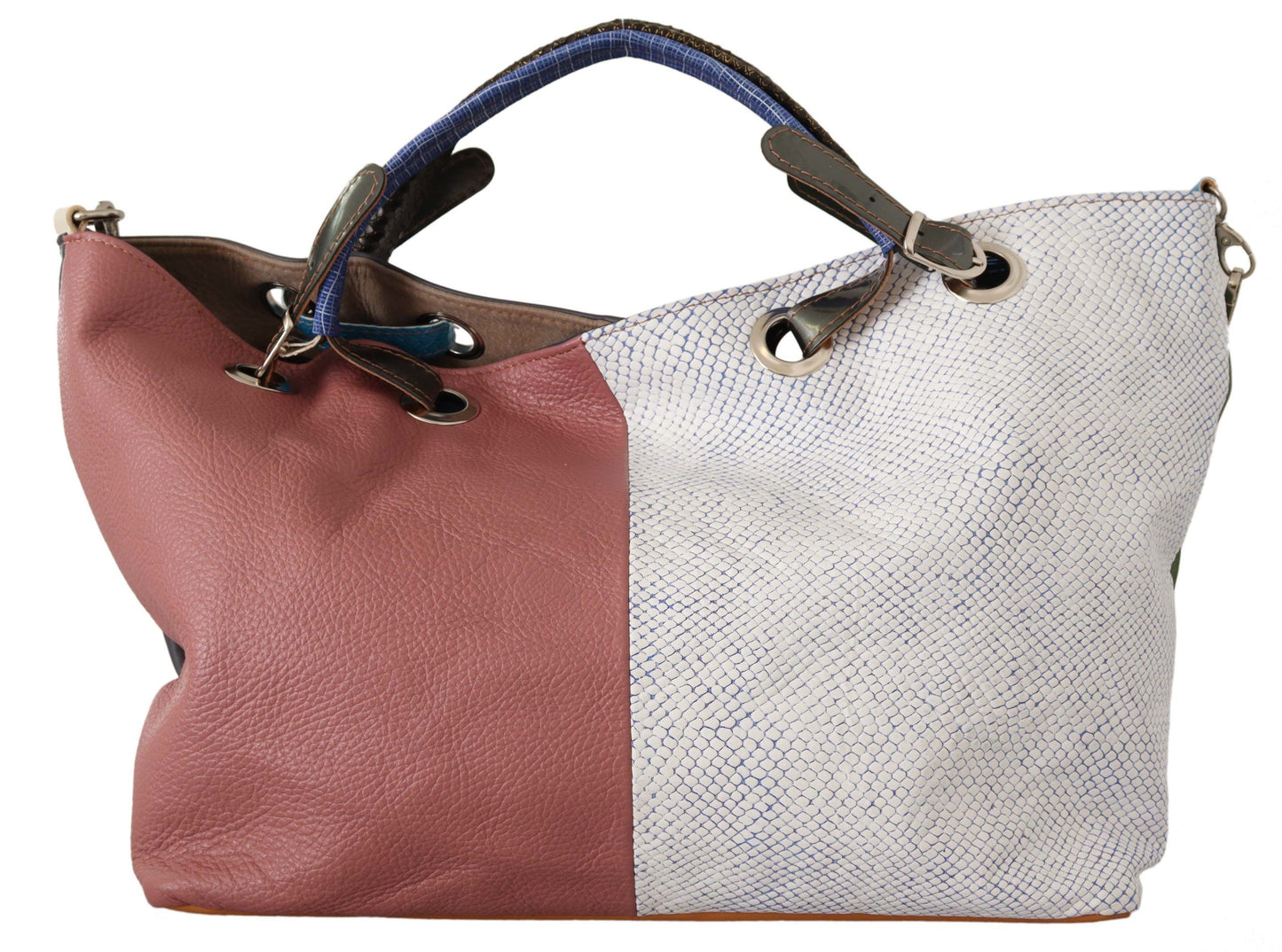 Multicolor Leather Shoulder Tote Bag