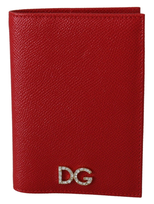 Elegant Red Leather Bifold Wallet with Crystal Accents