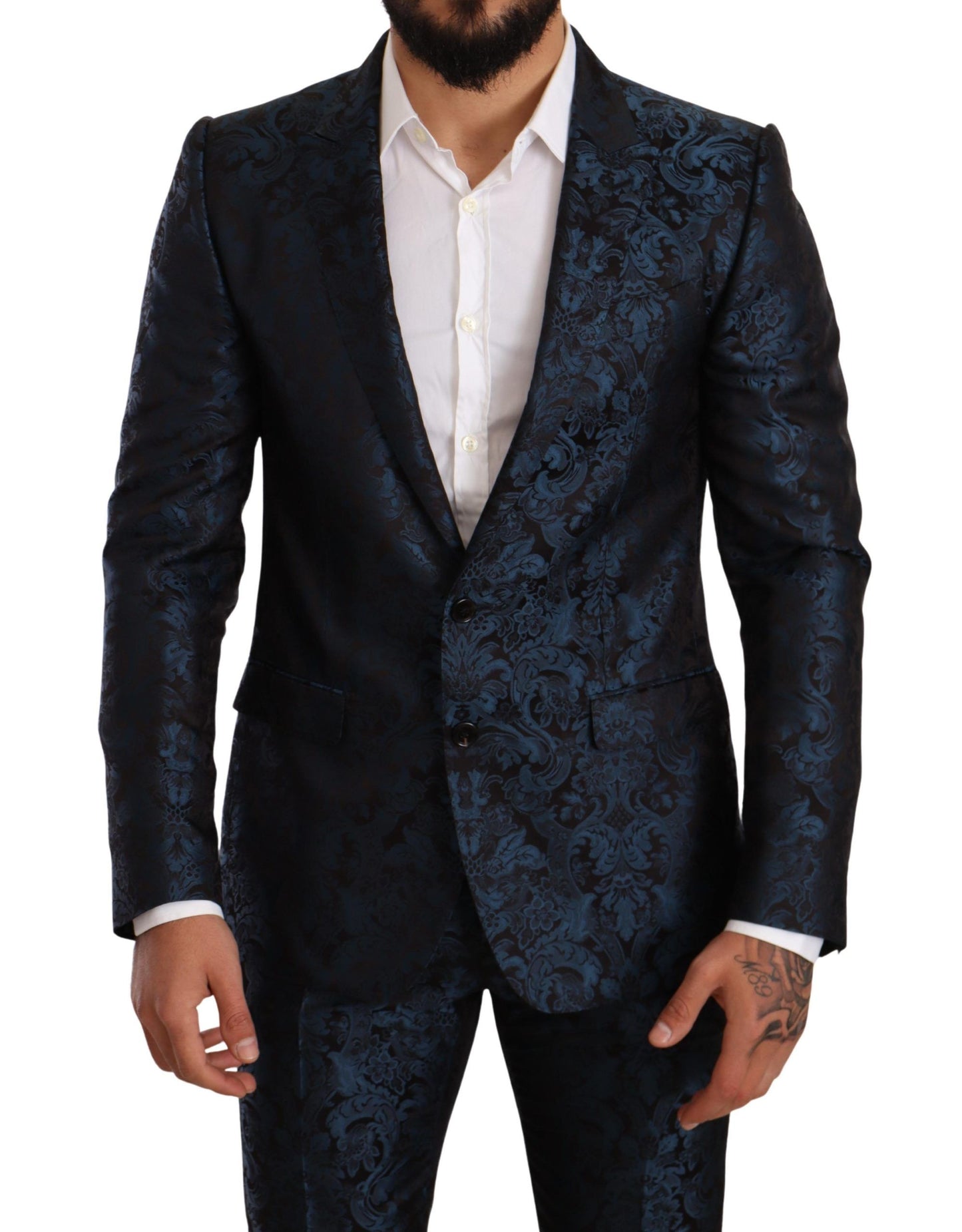 Elegant Silk Jacquard Martini Two-Piece Suit