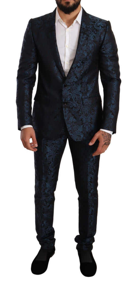 Elegant Silk Jacquard Martini Two-Piece Suit