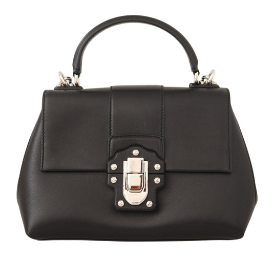 Elegant Black Leather Shoulder Satchel