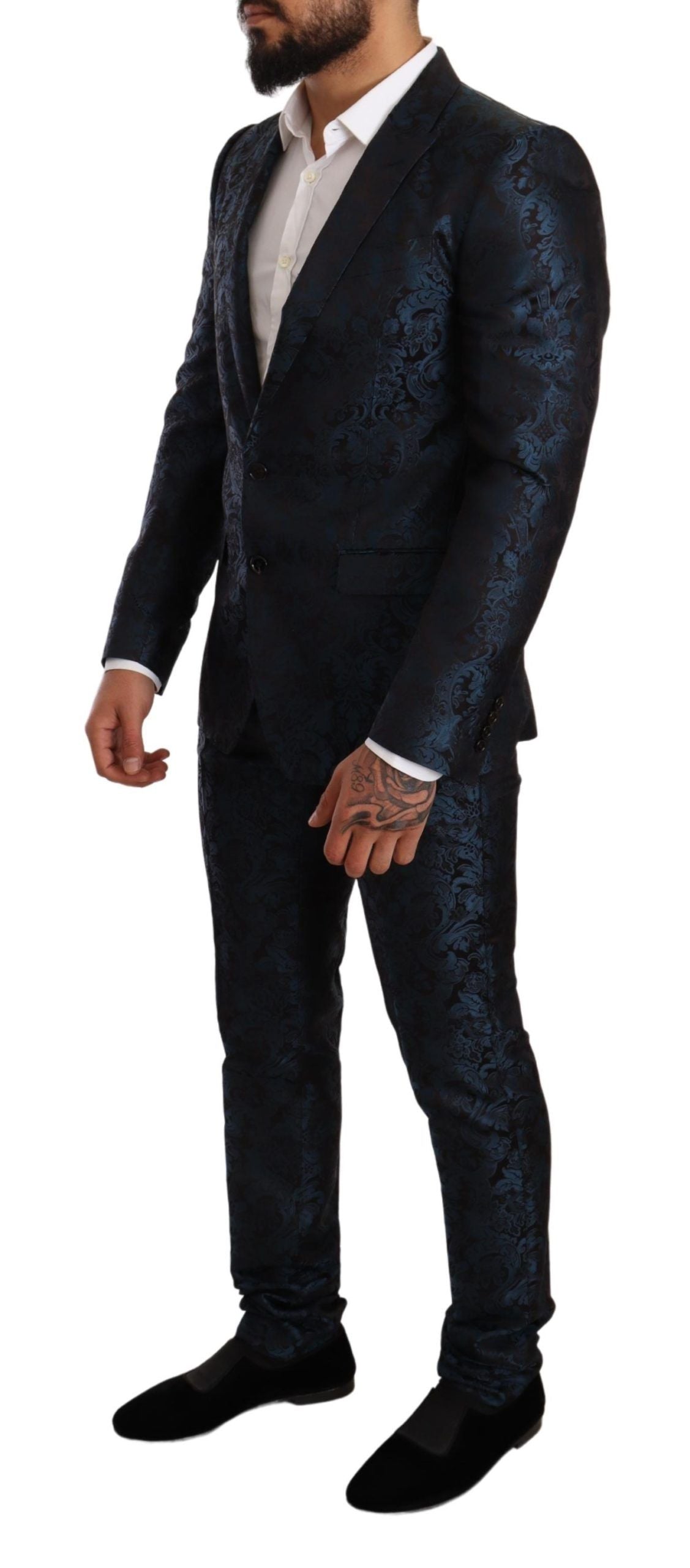 Elegant Silk Jacquard Martini Two-Piece Suit