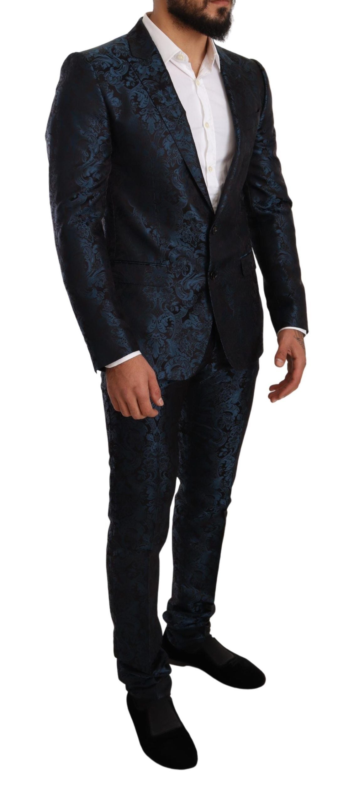 Elegant Silk Jacquard Martini Two-Piece Suit