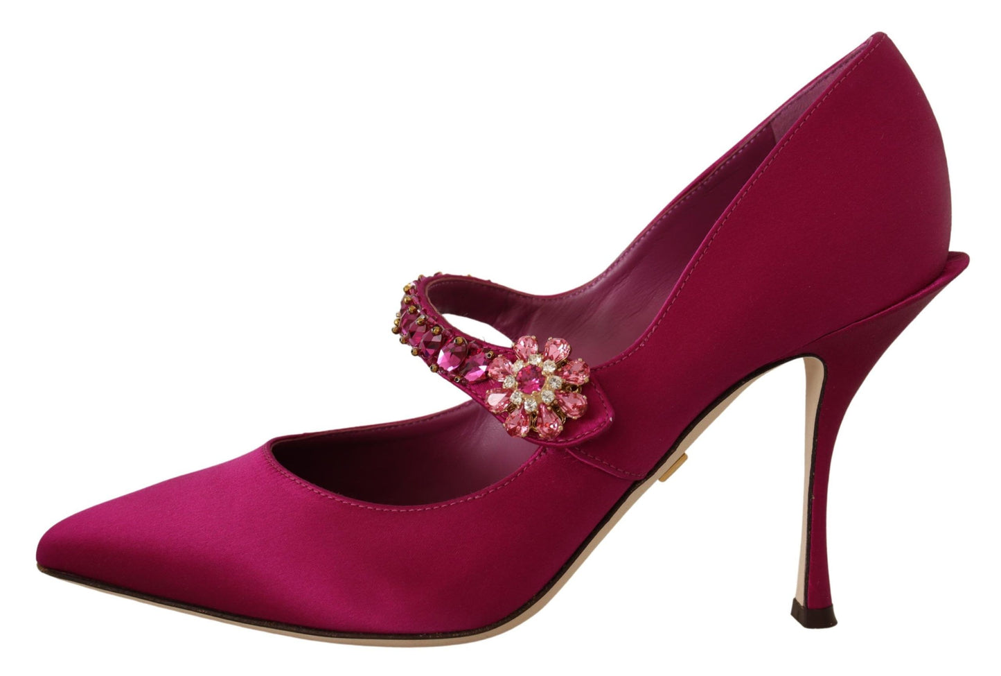 Elegant Pink Satin Crystal Stilettos