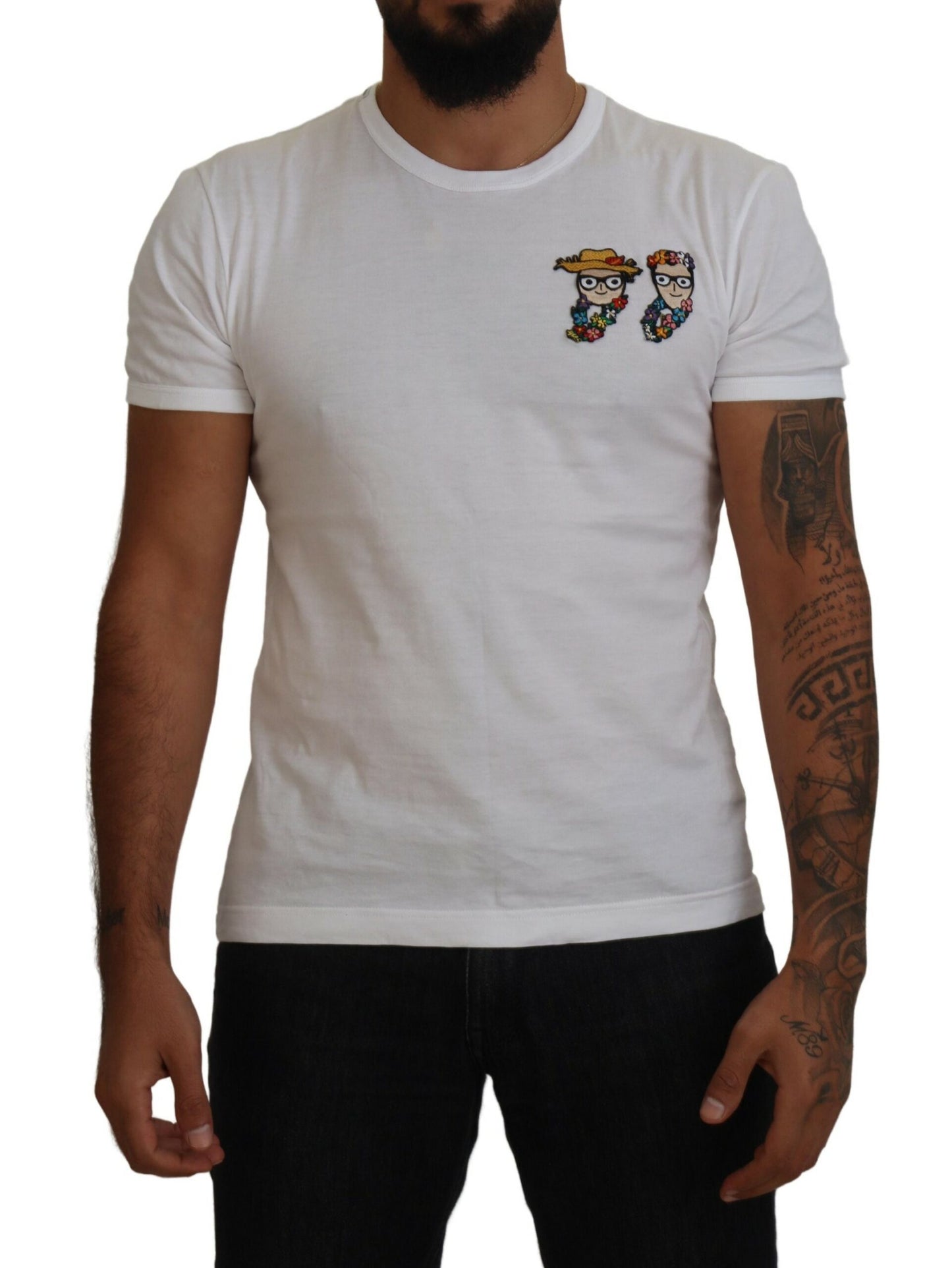 Elegant White Cotton Tee with #DGFamily Logo