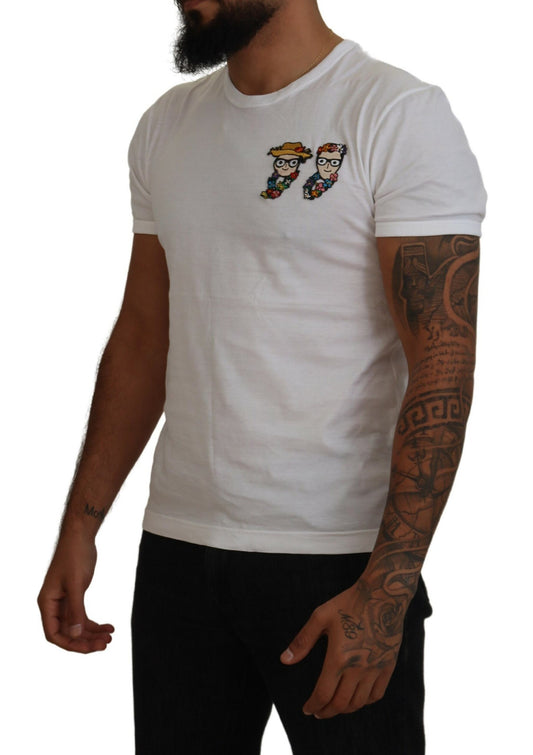 Elegant White Cotton Tee with #DGFamily Logo