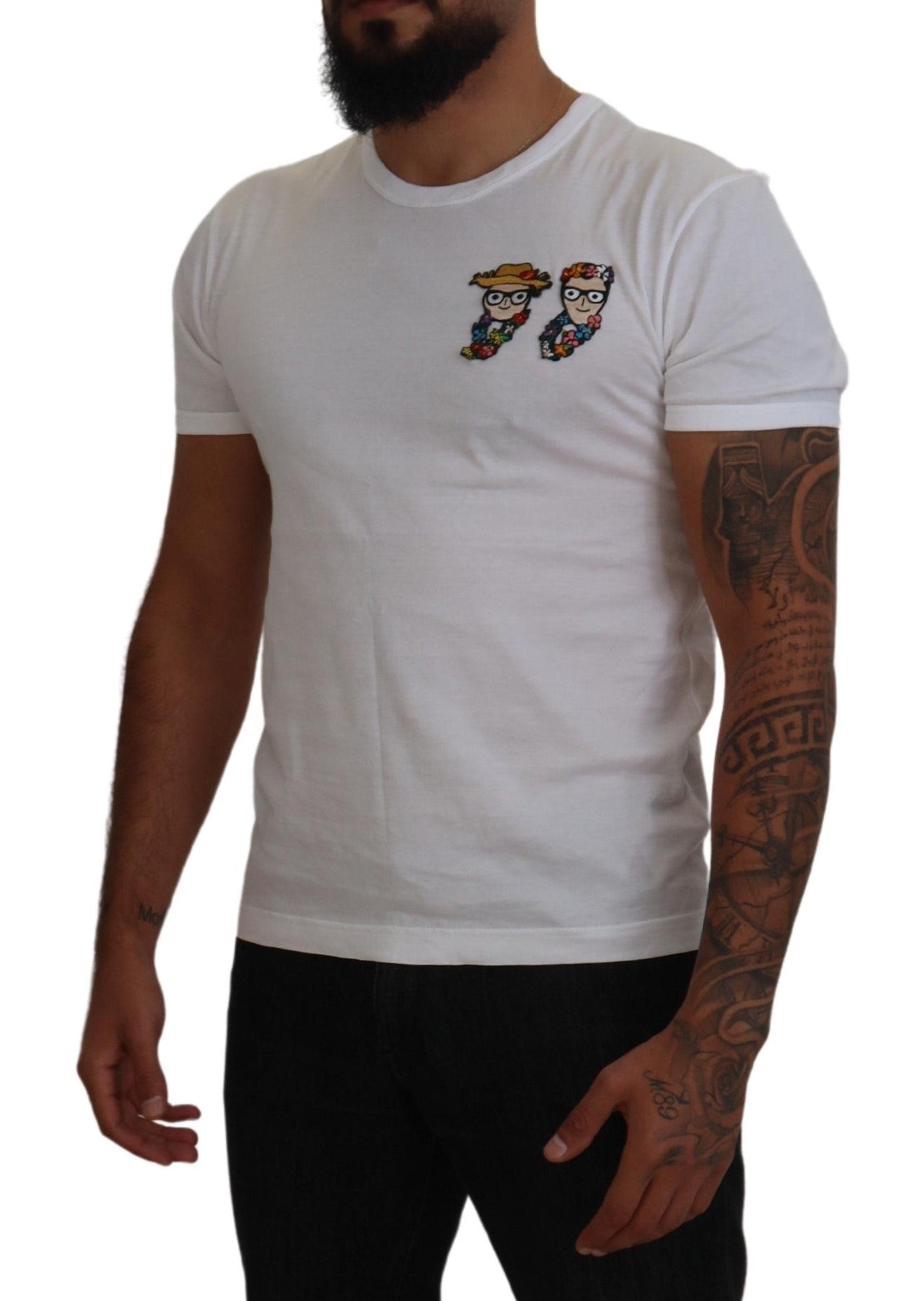 Elegant White Cotton Tee with #DGFamily Logo