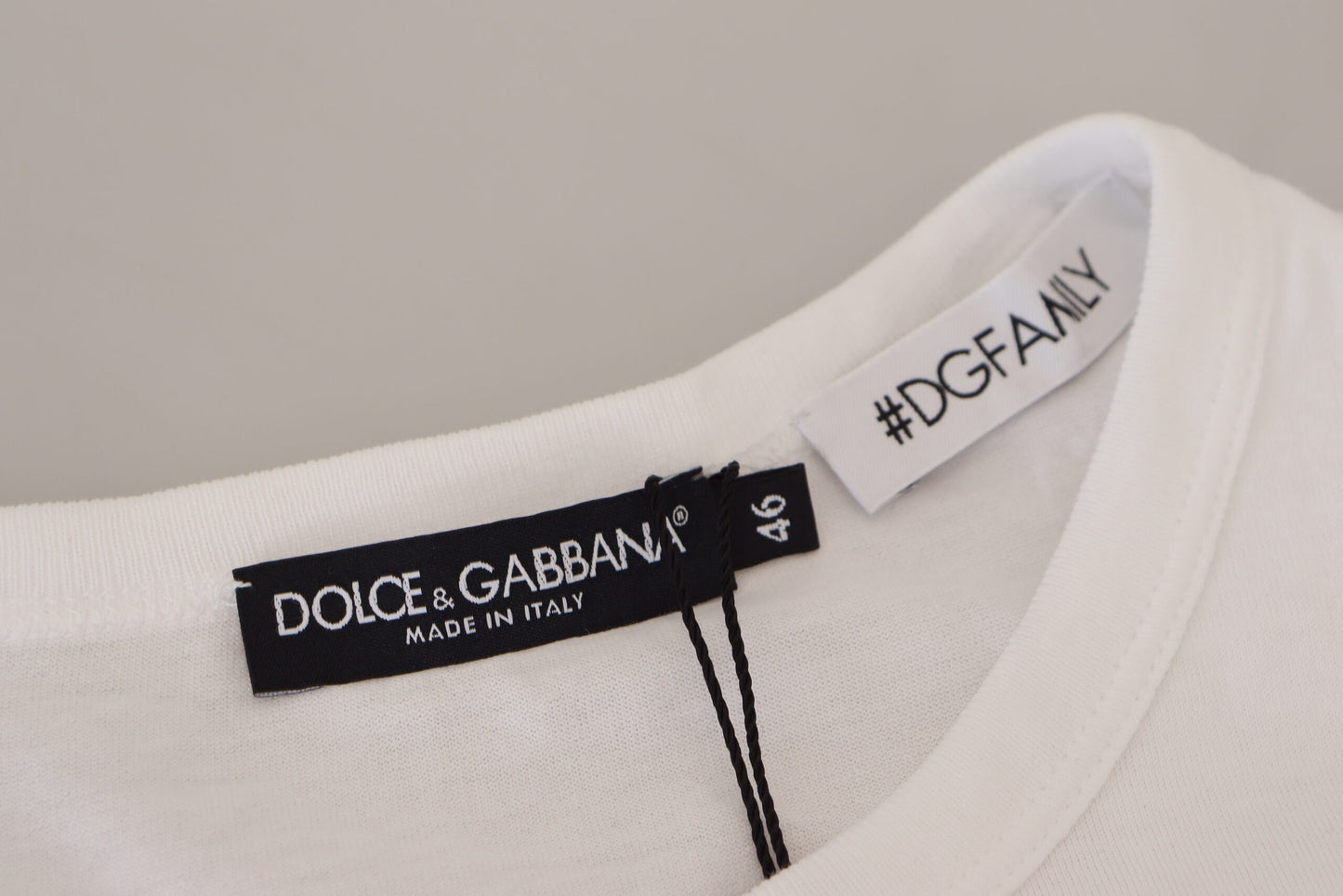 Elegant White Cotton Tee with #DGFamily Logo