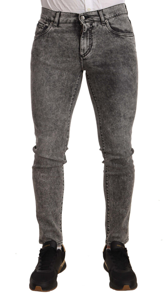 Elegant Slim Fit Gray Washed Jeans