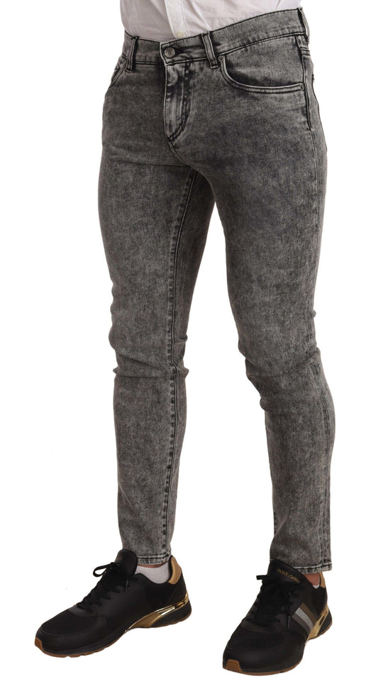 Elegant Slim Fit Gray Washed Jeans