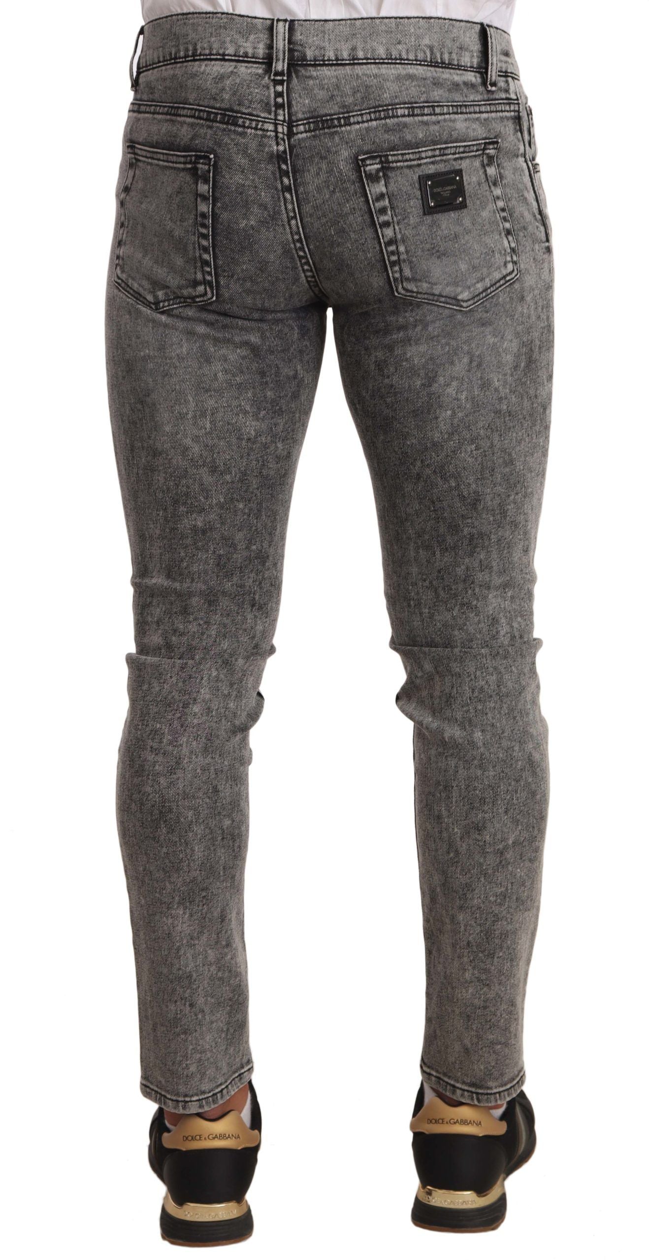 Elegant Slim Fit Gray Washed Jeans