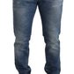 Elegant Slim Fit Distressed Jeans in Blue