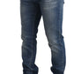 Elegant Slim Fit Distressed Jeans in Blue