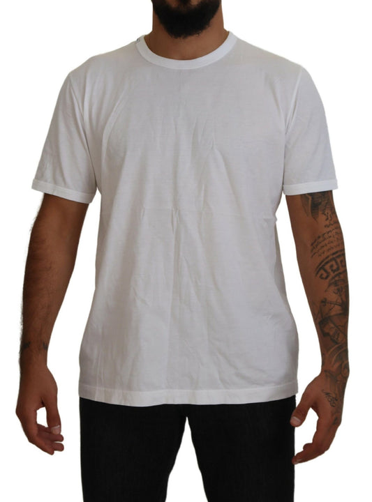 Elegant White Crew Neck Cotton Tee