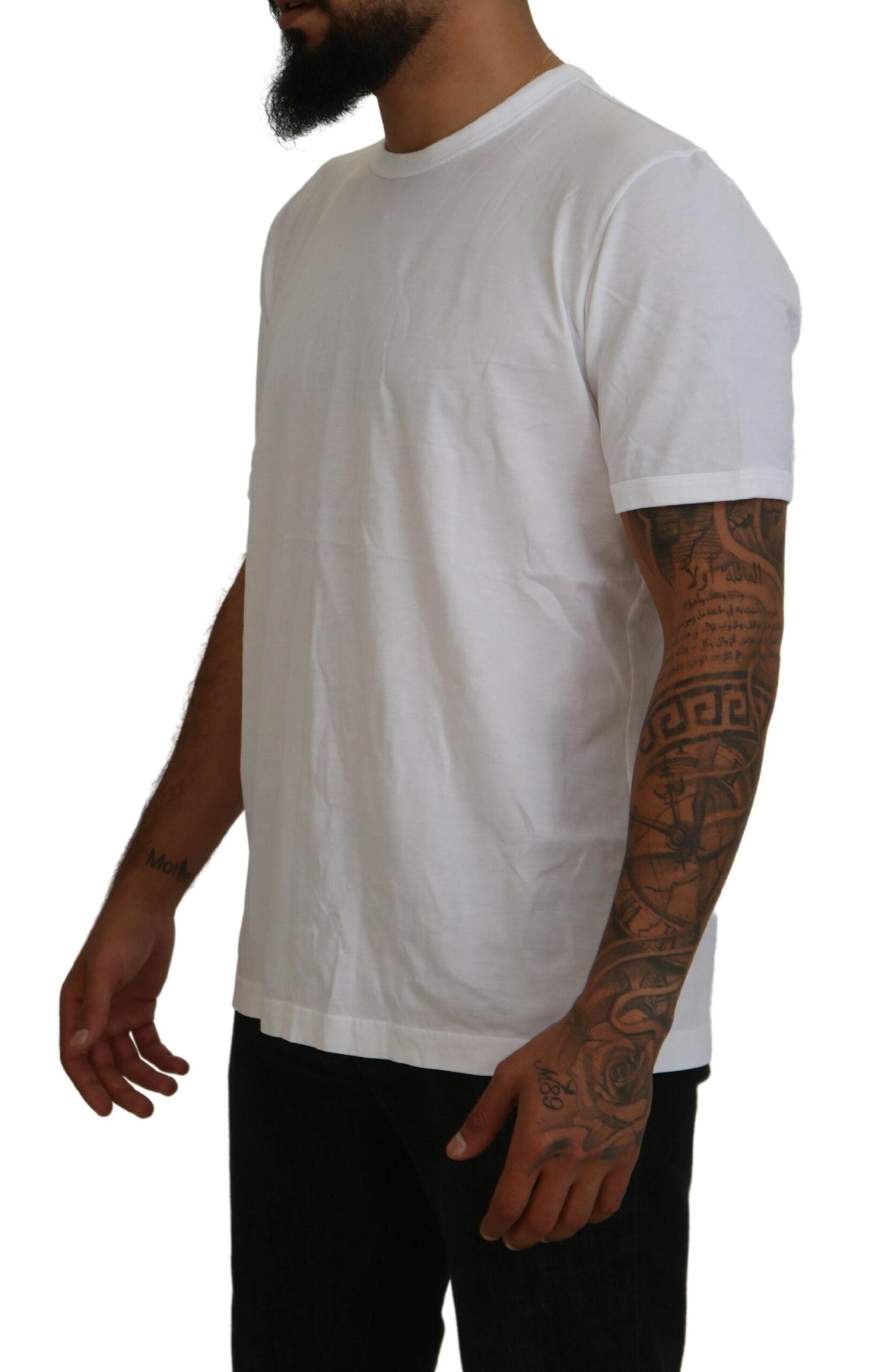 Elegant White Crew Neck Cotton Tee