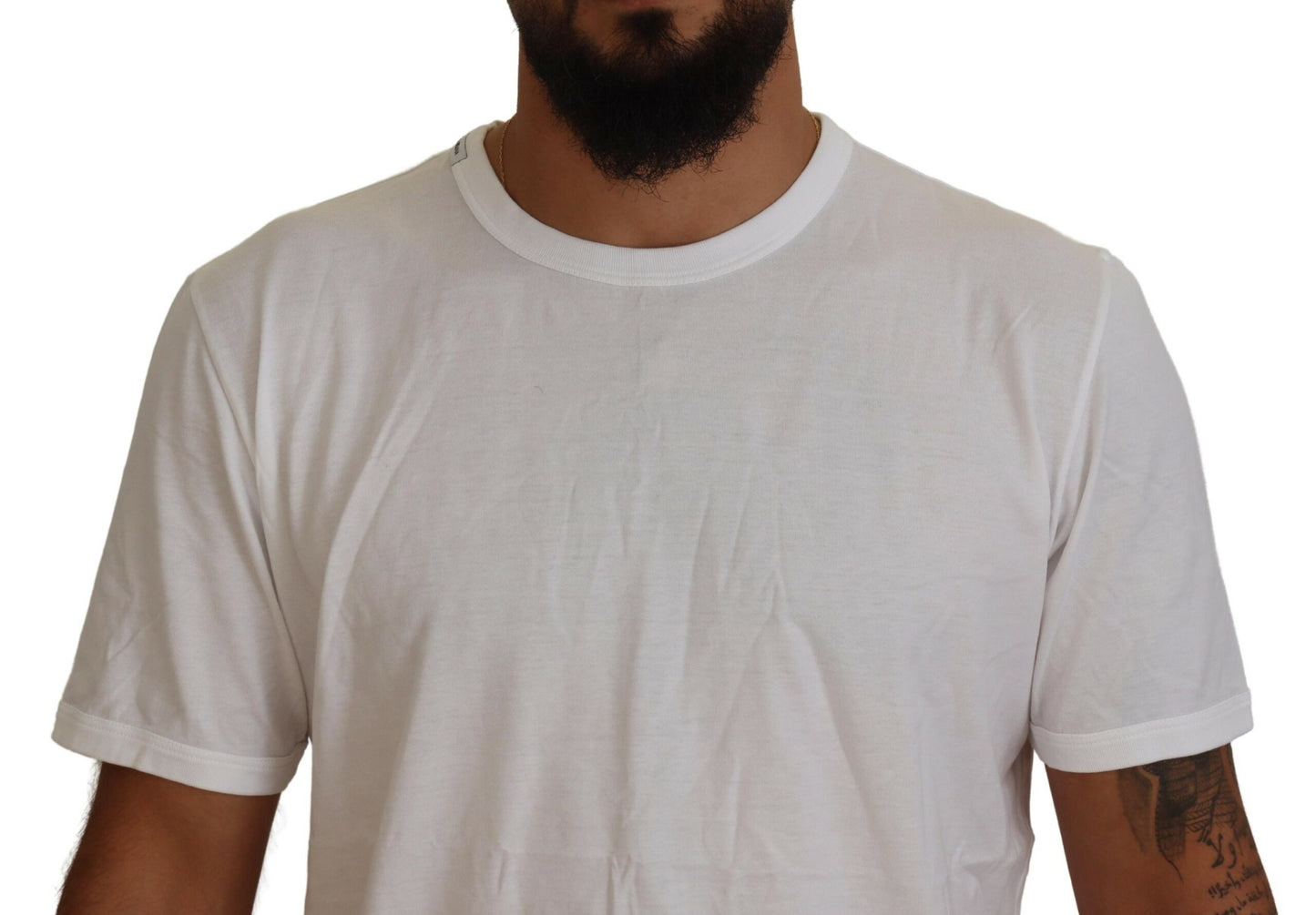 Elegant White Crew Neck Cotton Tee