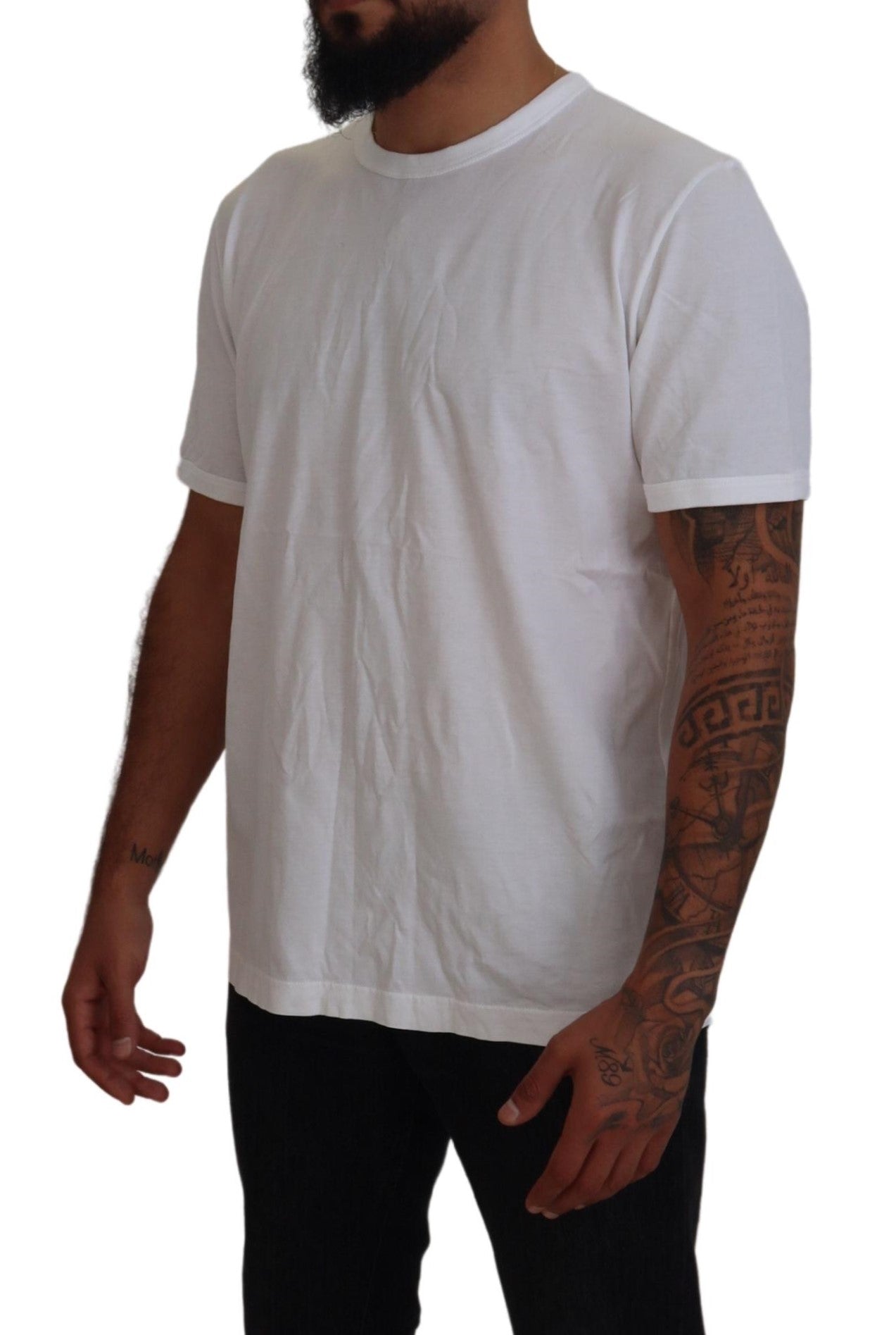 Elegant White Crew Neck Cotton Tee