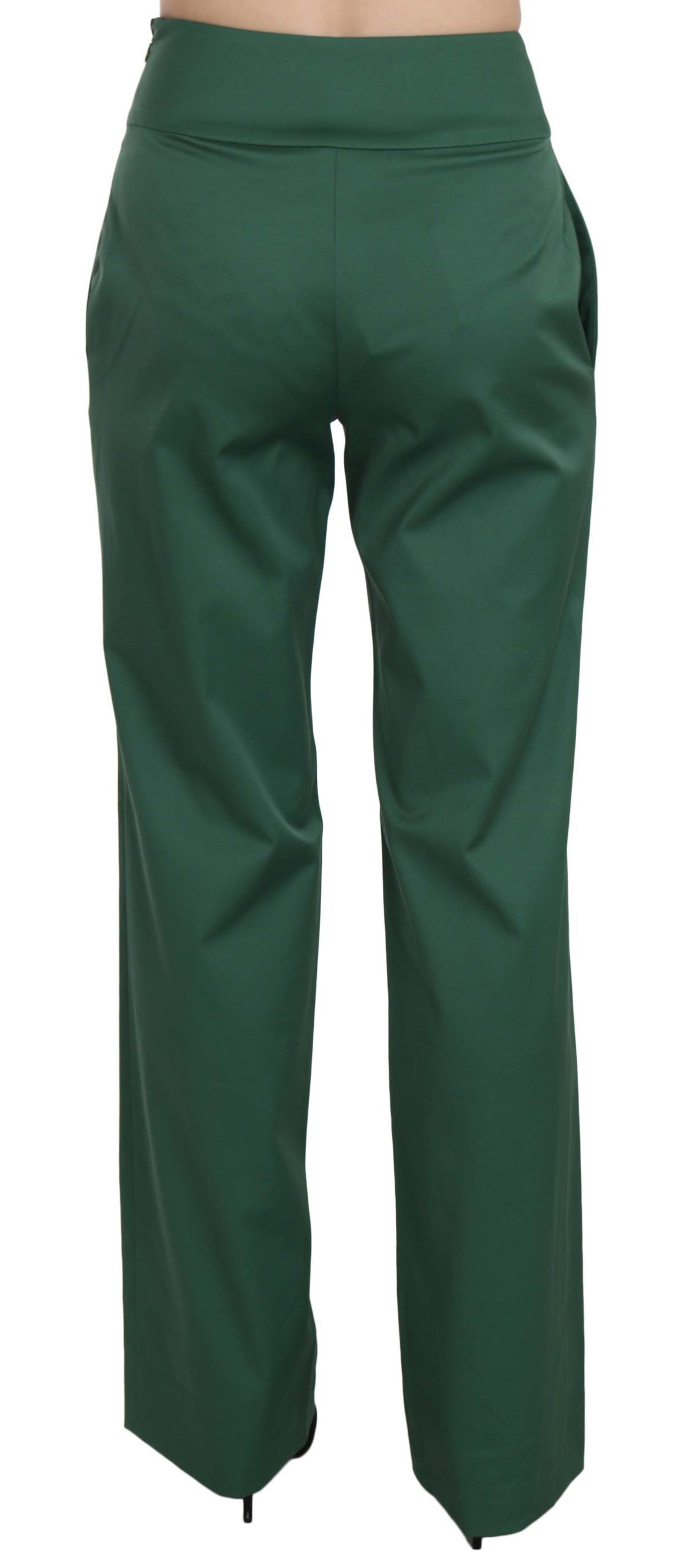 Elegant Green High Waist Straight Trousers