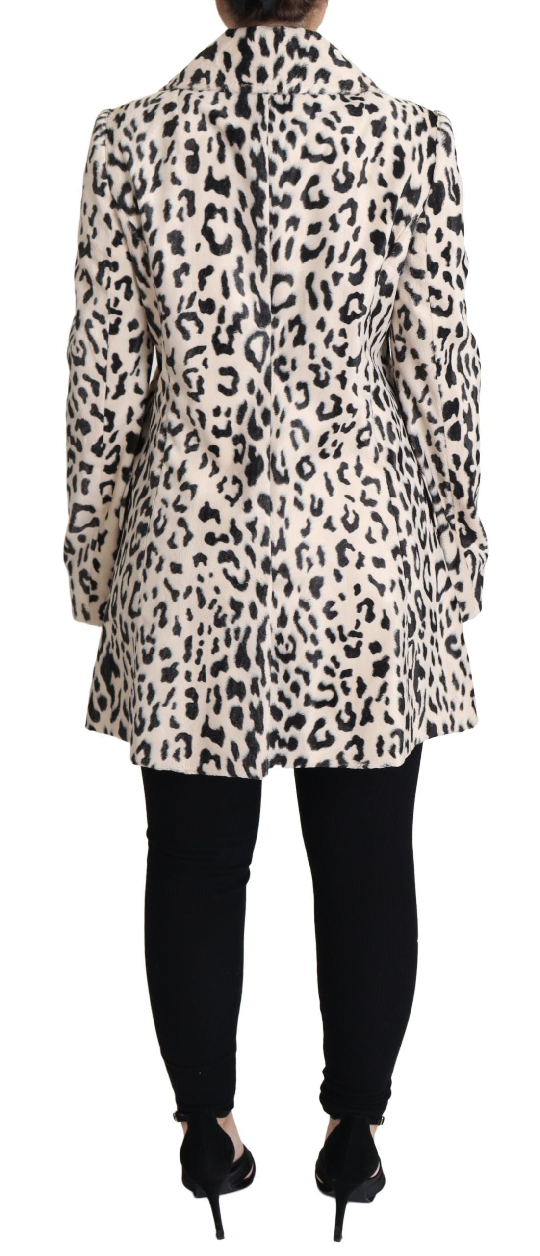 Elegant Leopard Print Faux Fur Trench Coat