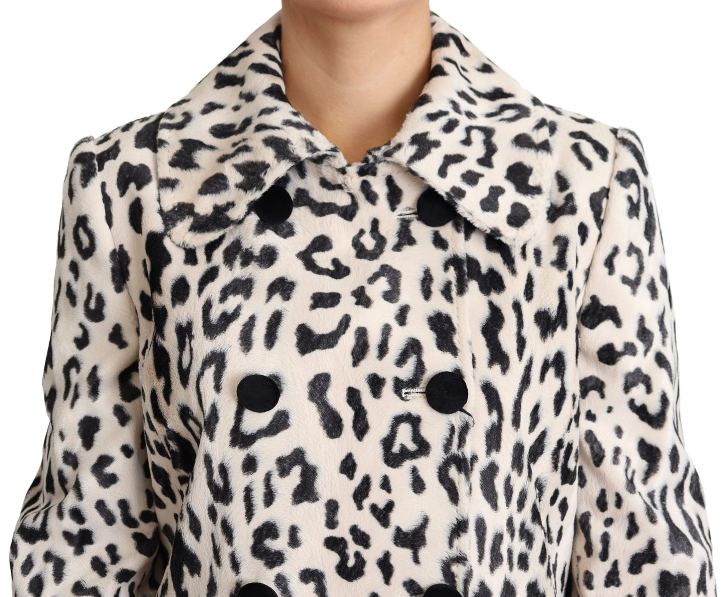 Elegant Leopard Print Faux Fur Trench Coat