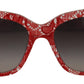 Chic Red Lace-Inspired Designer Sunglasses