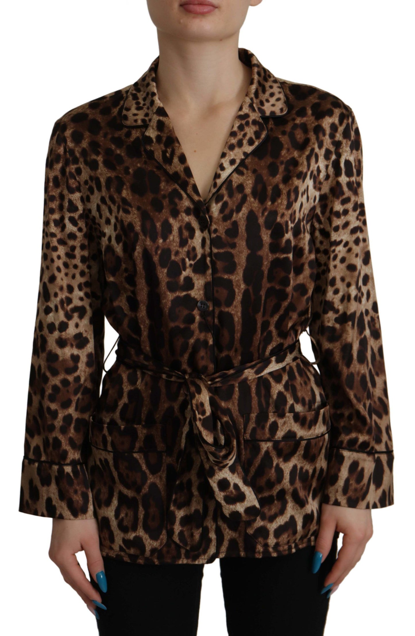 Elegant Leopard Silk Blouse