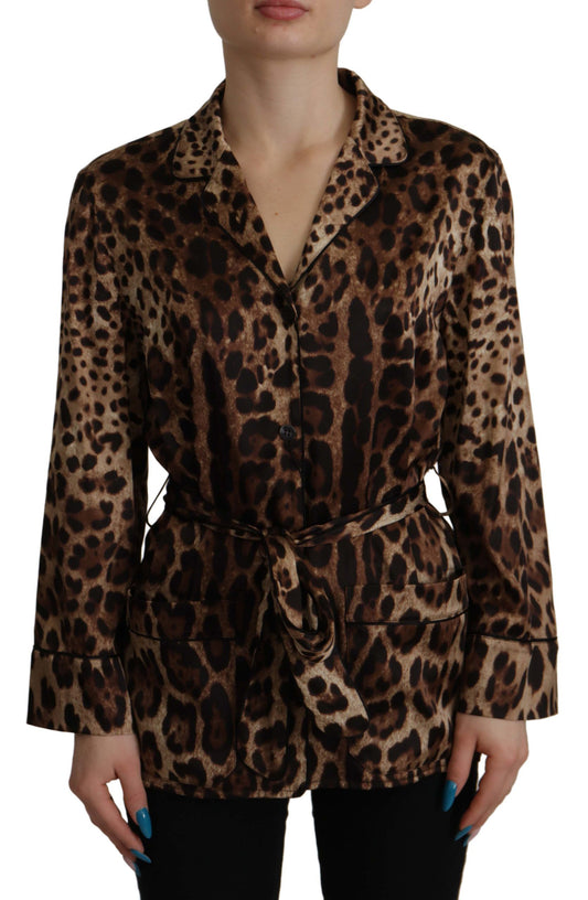 Elegant Leopard Silk Blouse