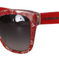 Chic Red Lace-Inspired Designer Sunglasses
