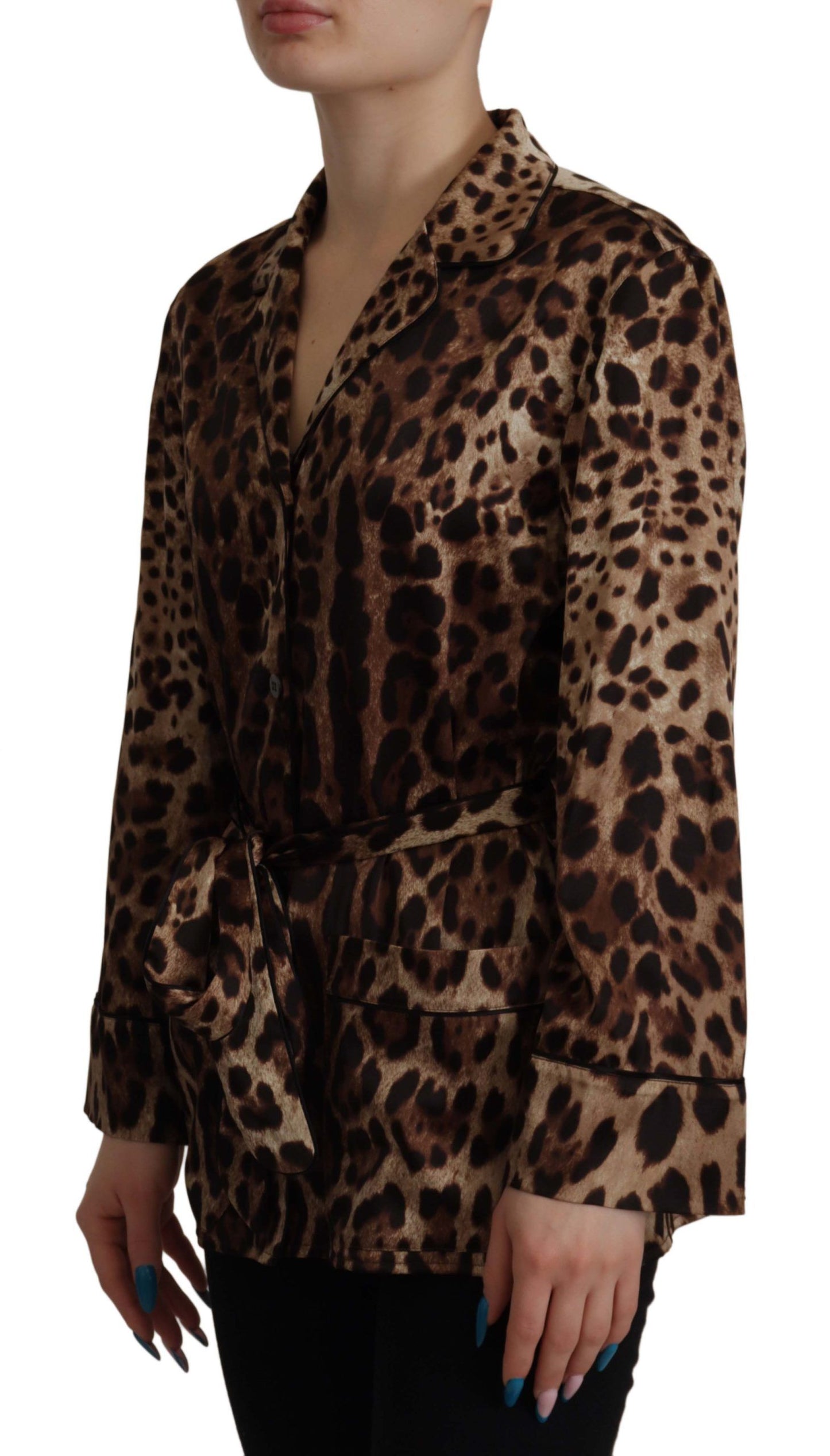 Elegant Leopard Silk Blouse