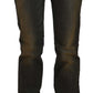 Chic Black Gold Washed Slim Fit Denim Pants