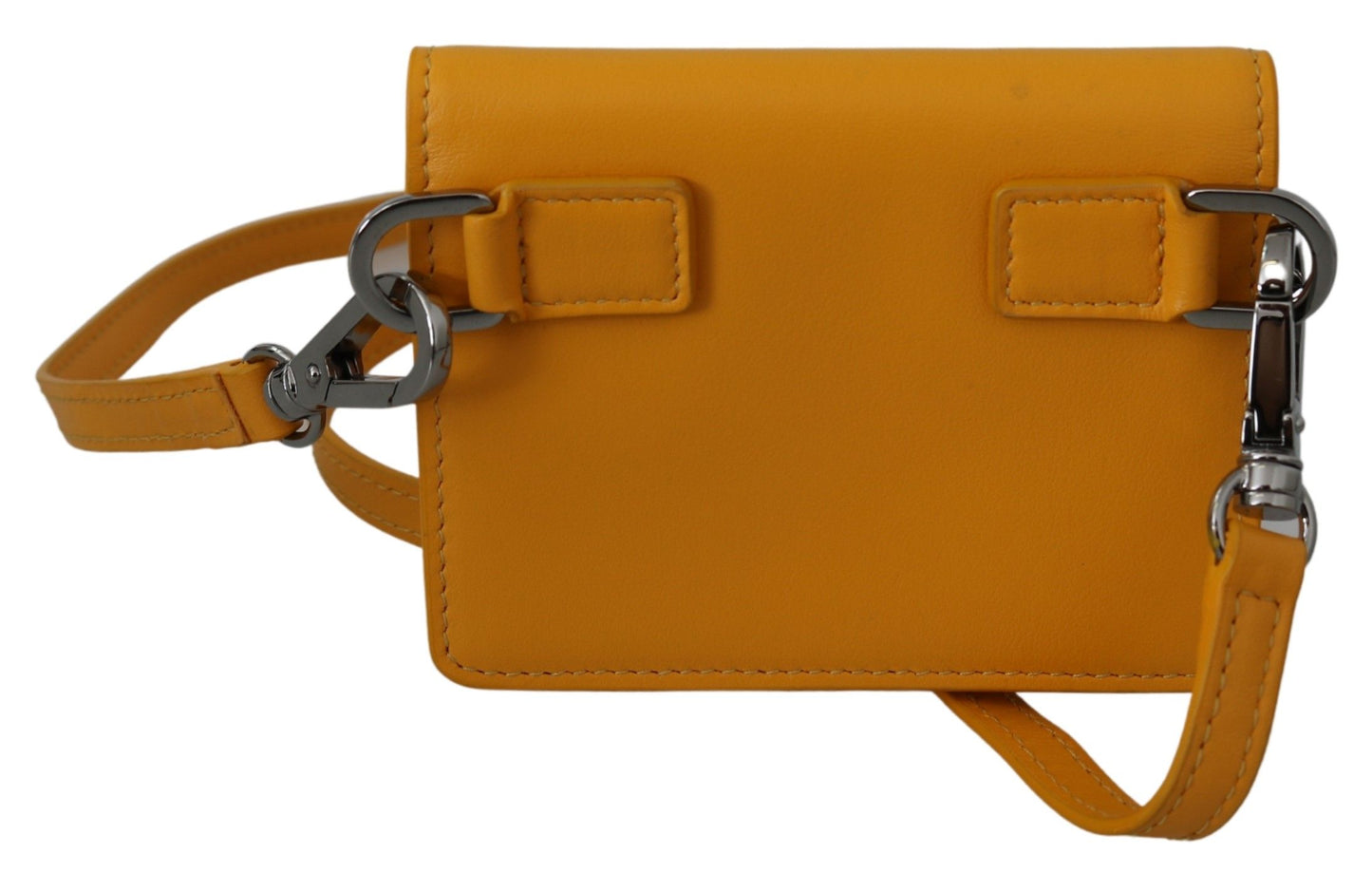 Sunny Yellow Leather Bifold Wallet with Strap