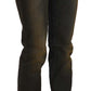 Chic Black Gold Washed Slim Fit Denim Pants