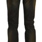 Chic Black Gold Washed Slim Fit Denim Pants