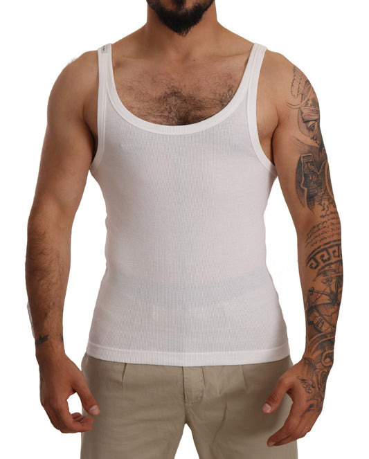 Elegant White Sleeveless Cotton Tank Top