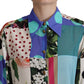 Elegant Multicolor Silk Floral Polka Dot Blouse