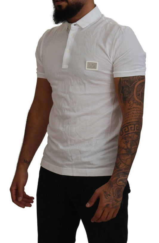 Exquisite White Cotton Polo T-Shirt