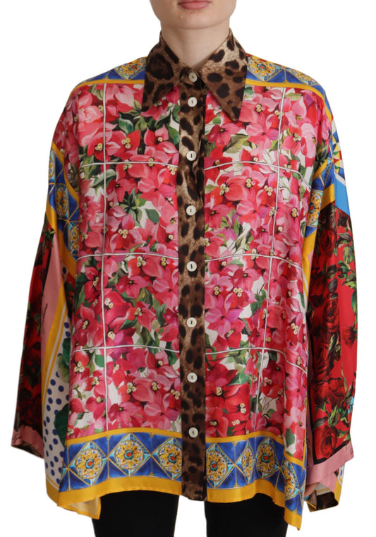 Elegant Silk Floral Print Blouse