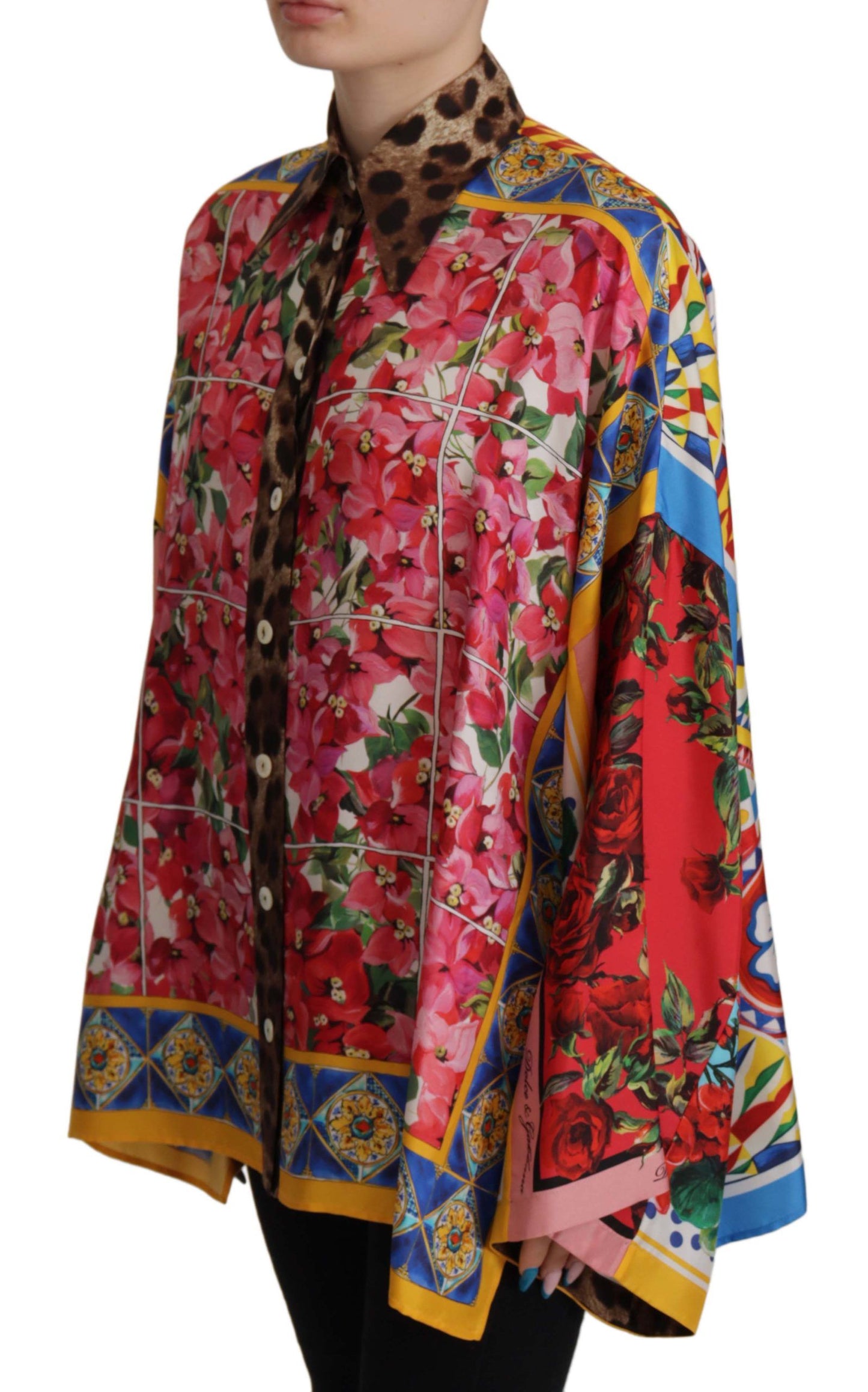 Elegant Silk Floral Print Blouse