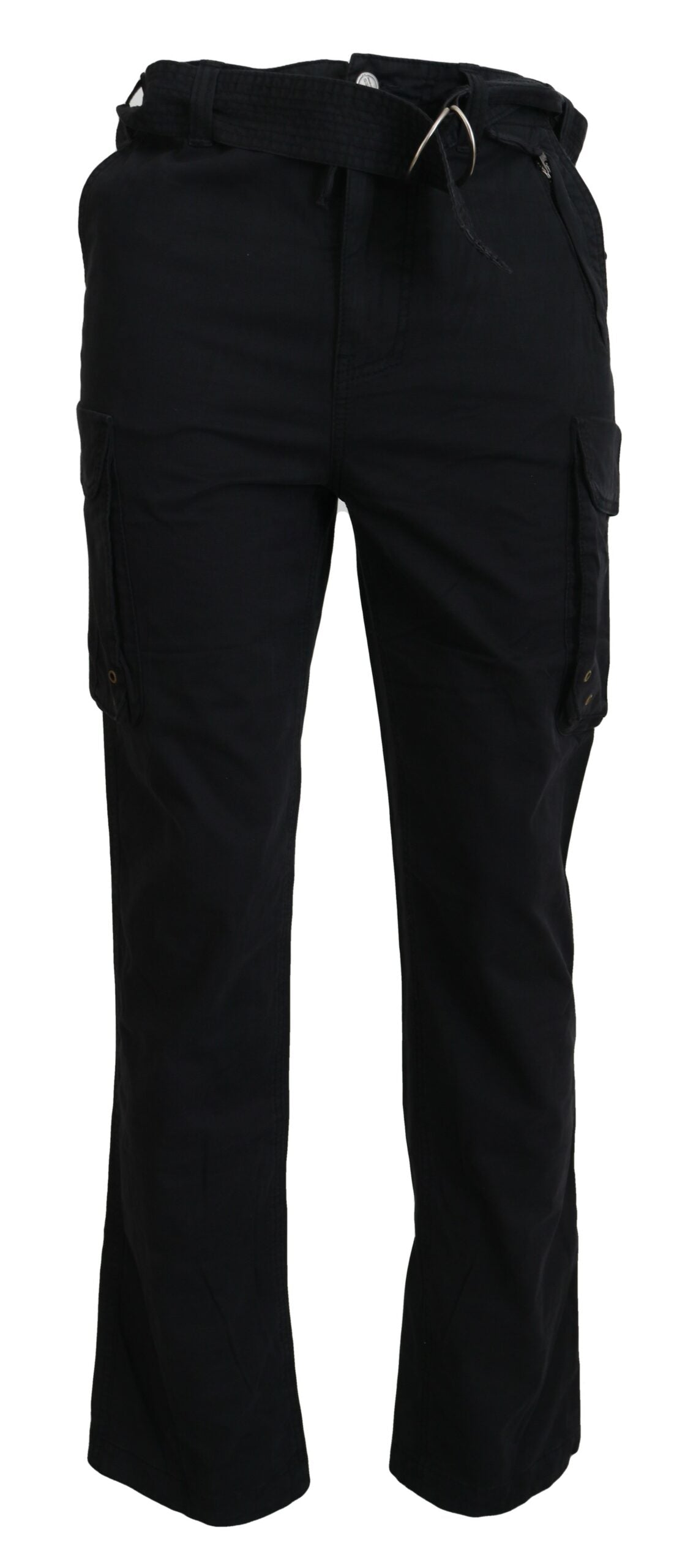 Elegant Black Cargo Pants with Belt