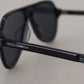 Chic Crystal-Layered Black Sunglasses
