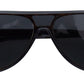 Chic Crystal-Layered Black Sunglasses