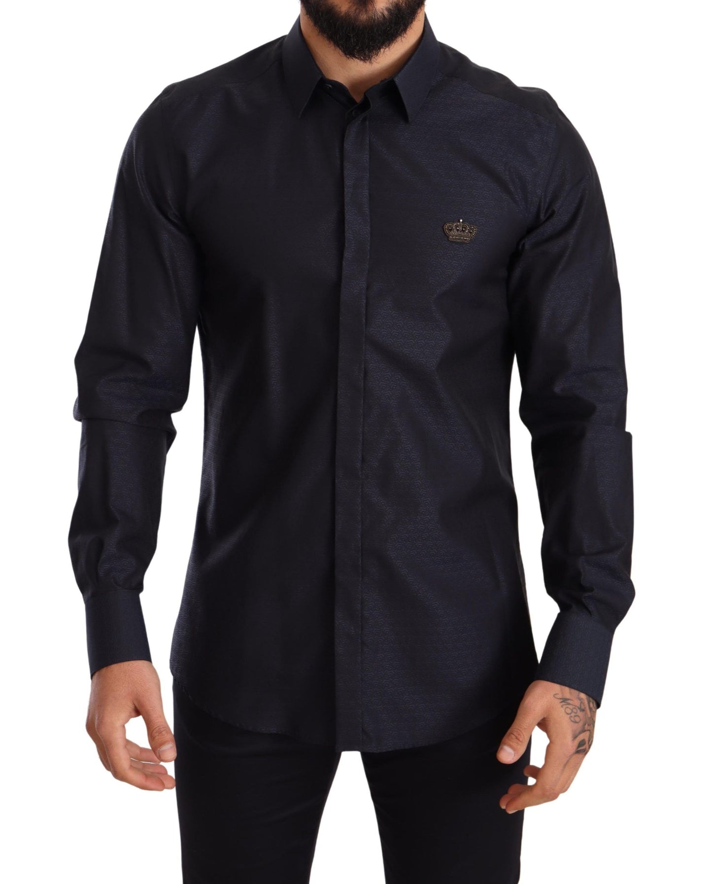 Regal Crown Embroidered Slim Fit Dress Shirt