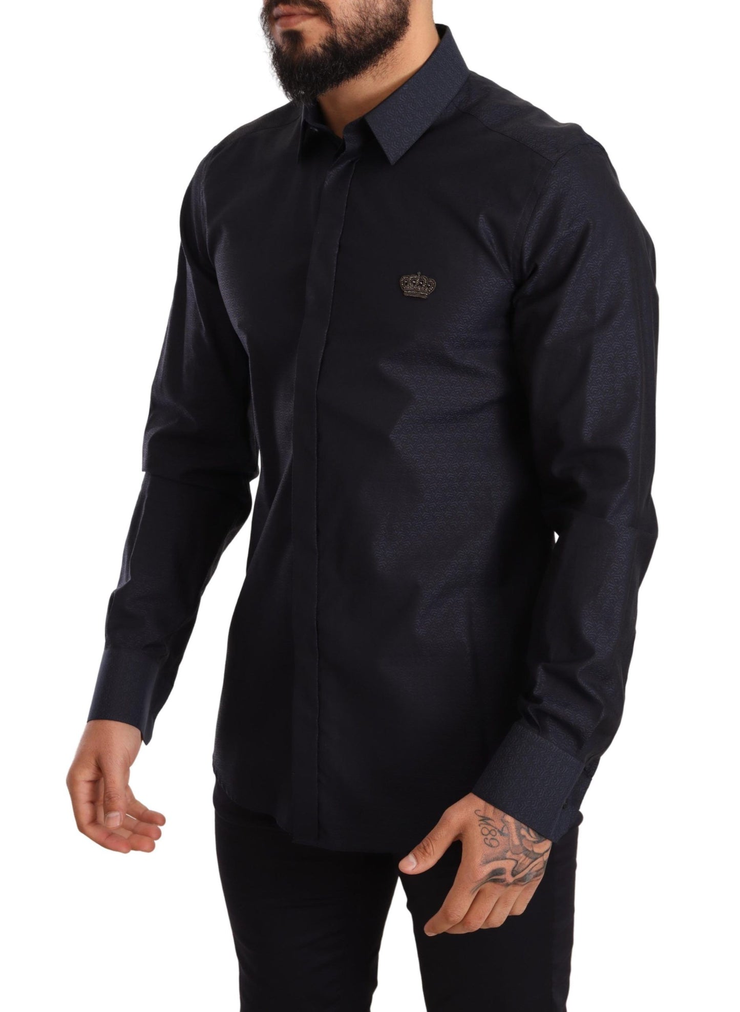 Regal Crown Embroidered Slim Fit Dress Shirt