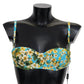 Chic Light Blue Floral Bikini Top