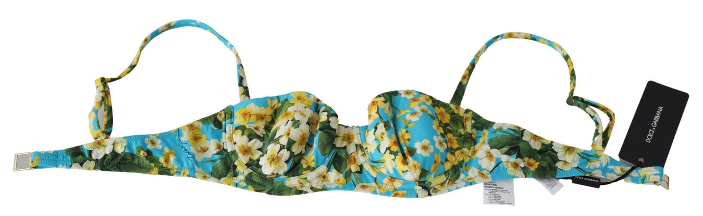 Chic Light Blue Floral Bikini Top