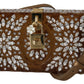 Elegant Crystal-Studded Gold Box Bag
