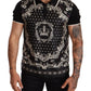 Elegant Silk Crown Print Monochrome Tee