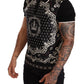 Elegant Silk Crown Print Monochrome Tee
