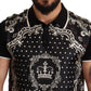 Elegant Silk Crown Print Monochrome Tee